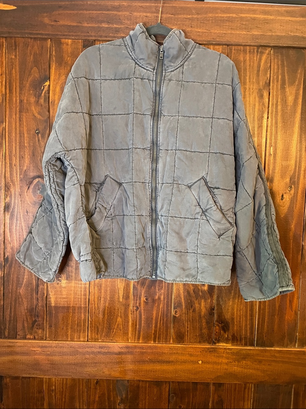 Free People charcoal gray Dolman quilted jacket SzL